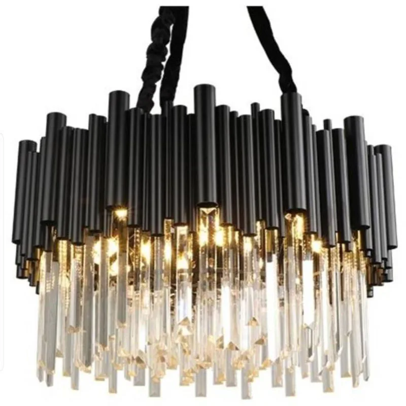 

Manggic art lighting black round light luxury k9 crystal chandelier