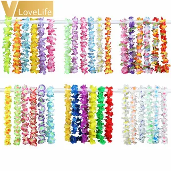 

36Pcs Artificial Hawaiian Leis Garland Flowers Beach Fun Wreath DIY Gifts For Wedding Xmas Party Supplies Decorations