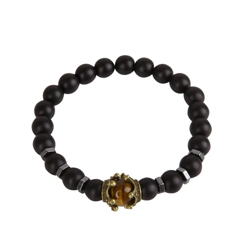 Tiger's Eye Crown Shaped Bead Bracelet Men's Luxury Jewelry Gift Charm Chain Bracelet Brings Good Luck