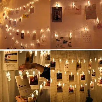 LED 카드 그림 사진 클립 밝은 요정 스트링 조명, 웨딩 결혼 파티 조명, 발렌타인 데이 벽 장식, 3M, 6M, 10M