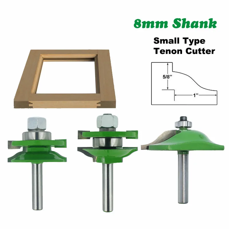 

3pcs 8mm Shank Milling Cutter Woodwork Door Panel Cabinet Tenon Router Bit Cabinet Rail & Stile Set Panel Raiser Ogee MC02033