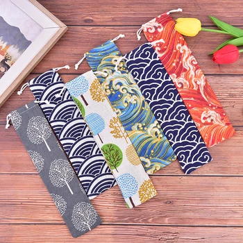 

Portable Tableware Bag Chopsticks Spoon Bag Cloth And Wind Cutlery Storage Bag Tie Line Cutlery Bag Chopsticks Set Straw Pouch