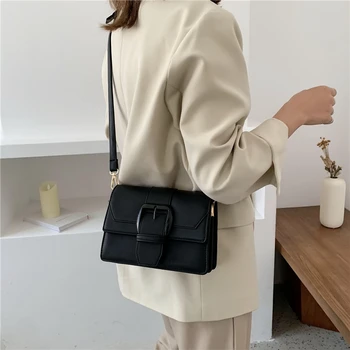 

Women Bag Crossbody 2020 New Fashion Designer 4 Colors Cover PU Leather Handbag Simple Daily Travel Messenger Shoulder Bag