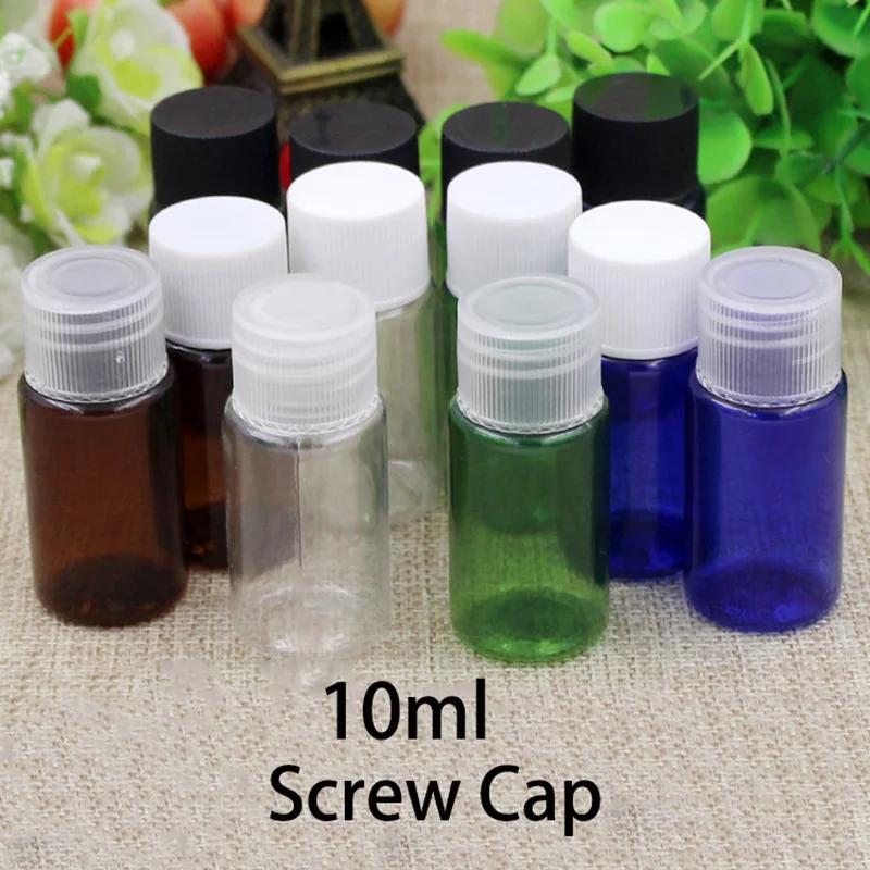 

Free Shipping 10ml Plastic Bottle Empty Cosmetic Makeup Cream Lotion Small Travel Packaging Container Blue Green Brown Color