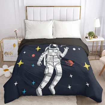 

Duvet Cover with Zipper Comforter Blanket Quilt Cover 220x240/90/135 Cartoon Bedding for Boys Baby Kids Child Space astronaut