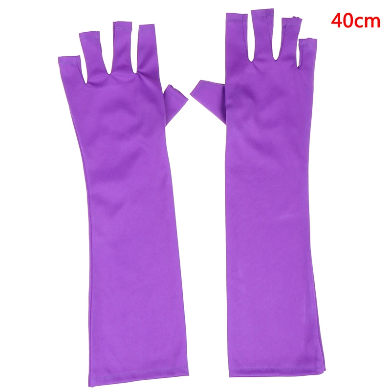 1 пара 25/40 см с защитой от УФ лучей, с открытым носком, перчатки, защита от ультрафиолета UV светильник лампа гель лак для ногтей советы Нейл-варежки инструмент нейл-арта - Цвет: Purple 40cm