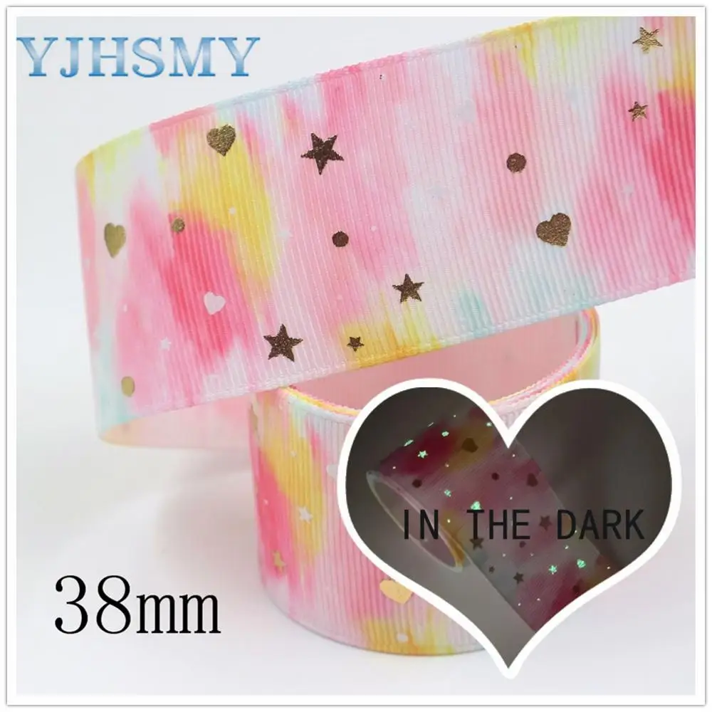 YJHMY I 19916 2172 38 мм 5 ярдов Новые Флуоресцентные цветные напечатанные ленты из