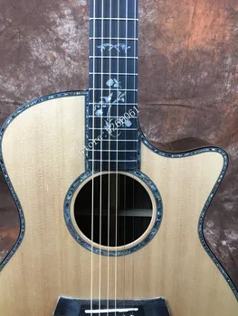

Solid spruce top + ebony fingerboard real abalone shell inlay + high quality Chinese factory 914 acoustic guitar + electric guit