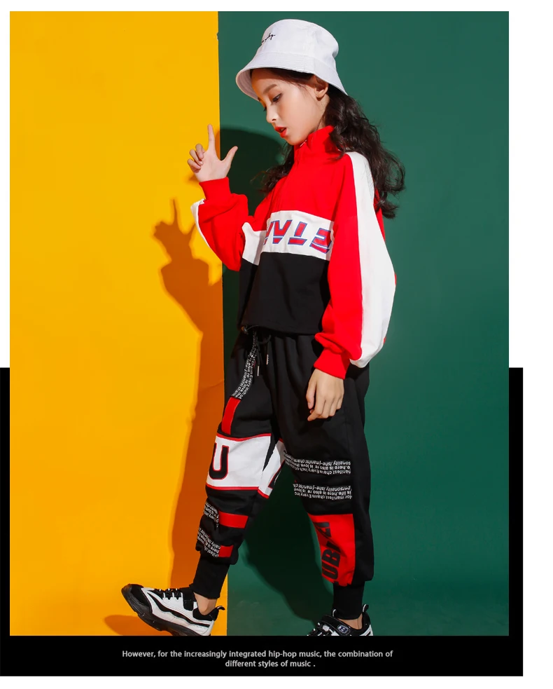 Hip Hop Dance Costumes Kids Red High Neck Long Sleeve Jacket Pants Children Street Clothes Boys Jazz Wear Performer Stage Outfit (4)