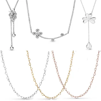 

Dazzling & Dancing Butterflies Lucky Four-leaf Clover Joined Hearts Necklace For Women Gift Fine Jewelry 925 Sterling Silver