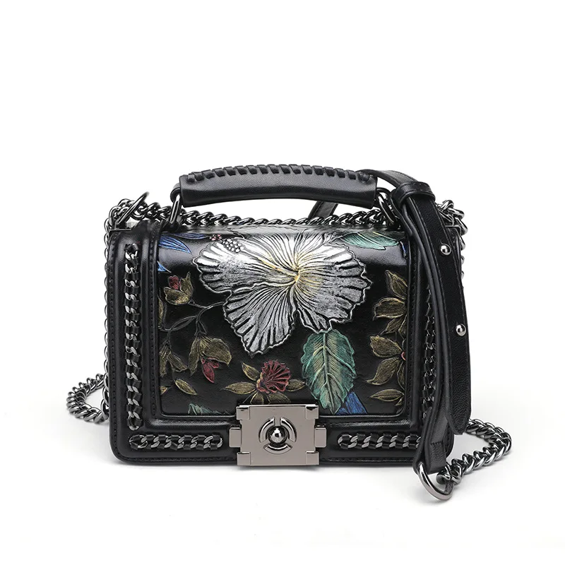 

WOMEN'S Bag 2018 Autumn And Winter New Style Korean-style Fashion Glorious Coloured Drawing Printed Rhombus Chain Bag Simple One