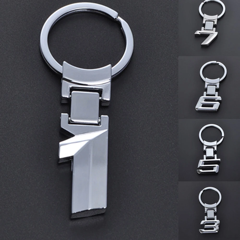 Metal Keychain Fashion Creative Modified Digital Metal Car Keychain Key Ring For Adui Lexus Bezn BMW X 1 3 5 6 7 8 Logo Car Styling