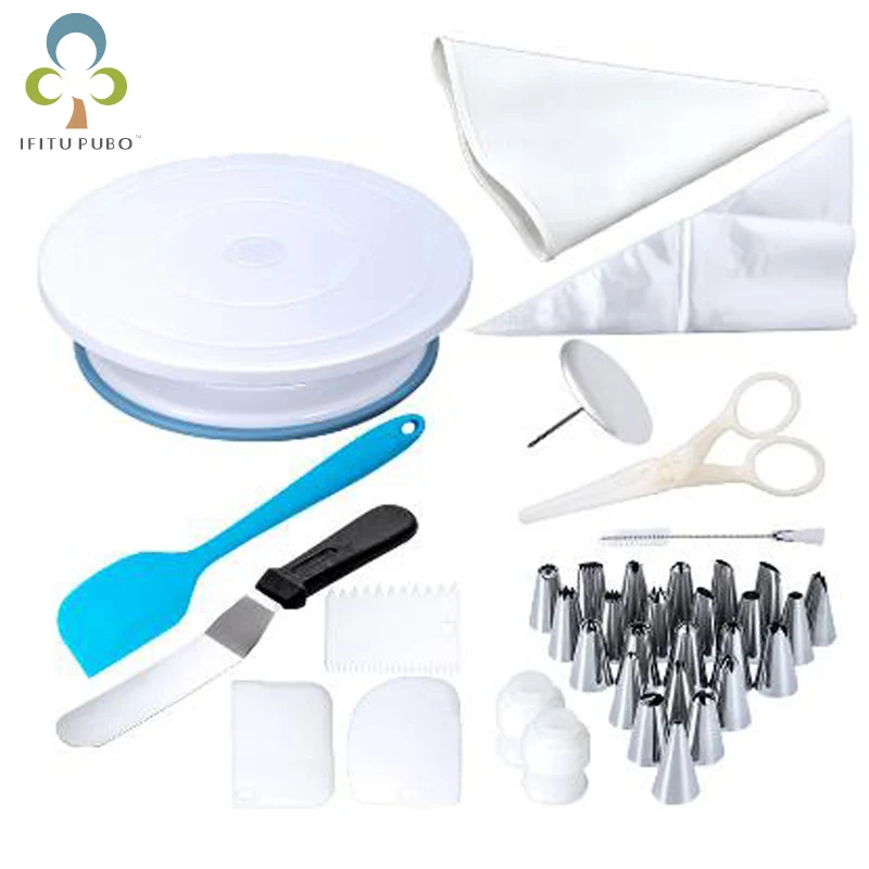 

46pcs Multi-function Cake Decorating Kit Cake Turntable Set Pastry Tube Fondant Tool Kitchen Dessert Baking Pastry Supplies ZXH