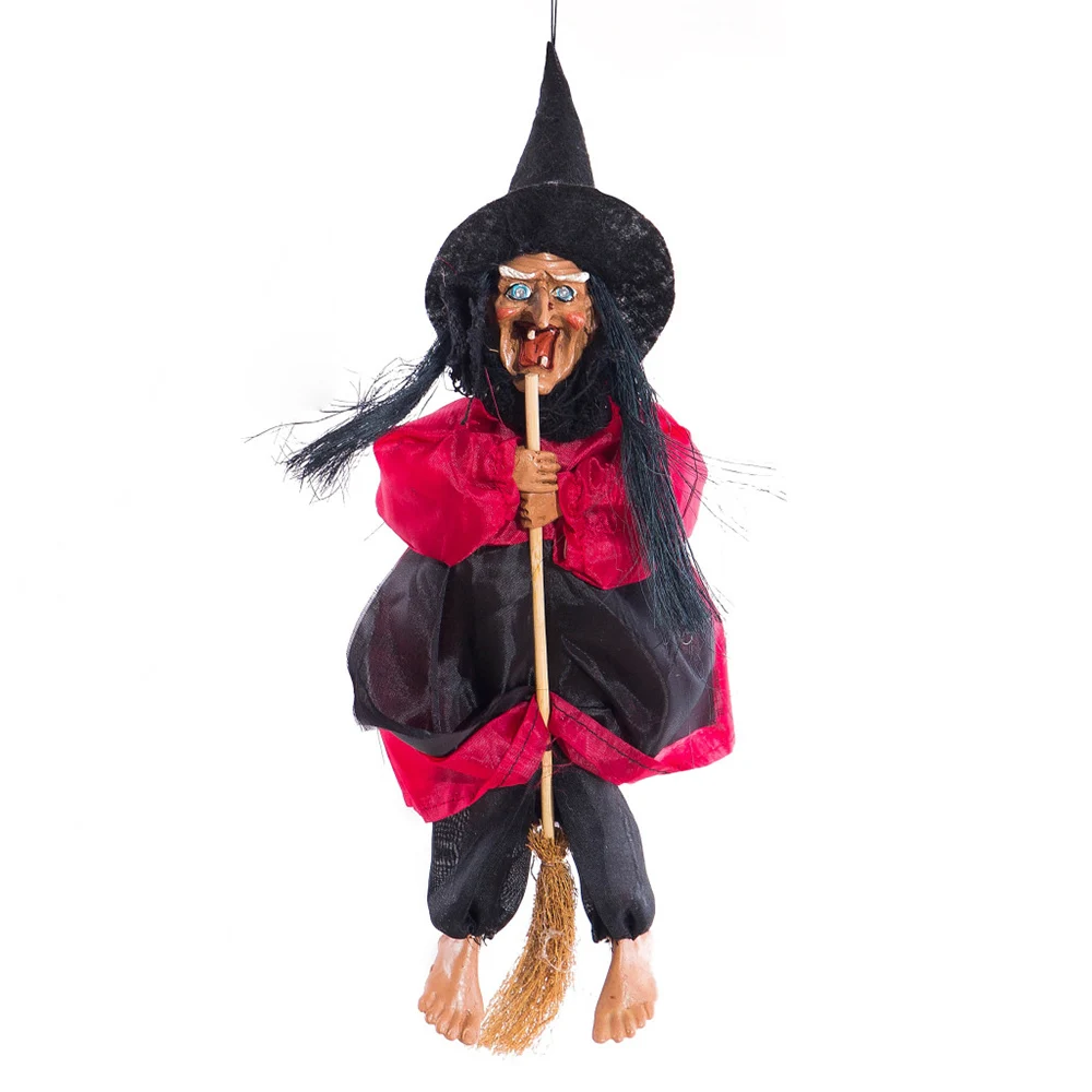 Halloween Hanging Witch Dolls Voice Control Prop Animated Ghost Scary Riding Broom Wall Hang Party Outdoor Home Decoration Toys Halloween Hanging Witch Dolls Voice Control Prop Animated Ghost Scary Riding Broom Wall Hang Party Outdoor Home Decoration Toys