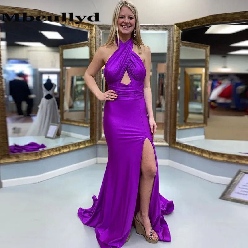 Vestidos sirena de un solo hombro con abertura Óxido Tallas Grandes