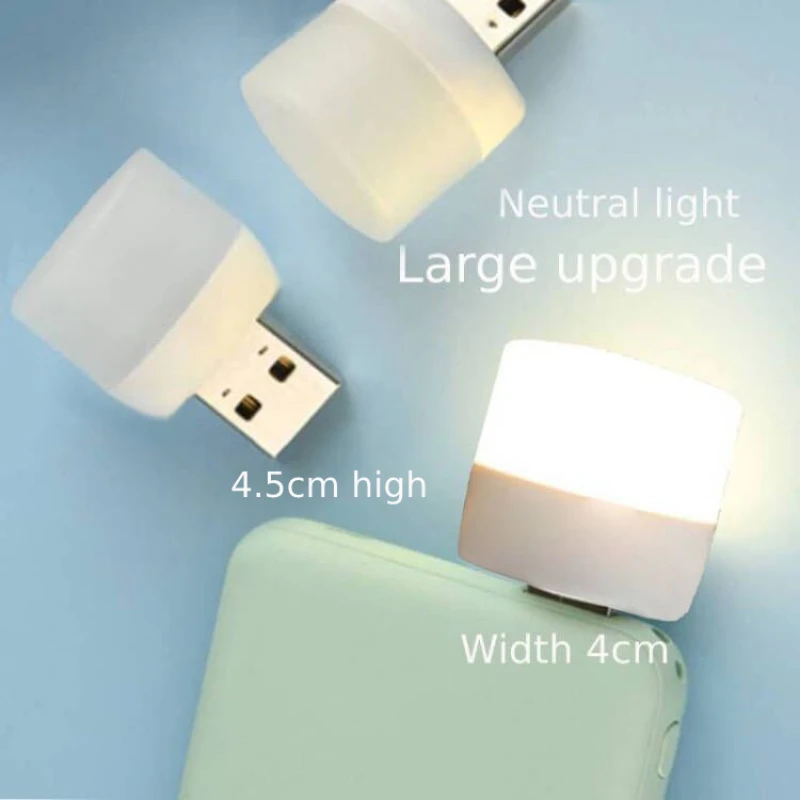 2pcs/1pc USB Plug Lamp Computer Mobile Power Charging Small Book Lamps LED Eye Protection Reading Light Small Round Night Lights