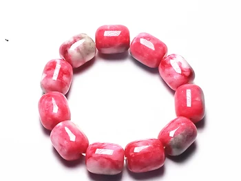 

LETSFUN Natural Red Green Gemstone Jade Round Beads Stretchy Women Bangle Bracelet