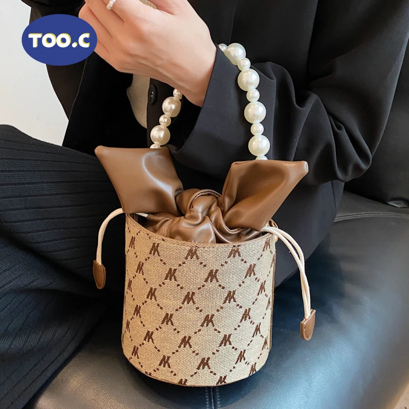 Pequeños bolsos las señoras de cadena de perlas Top mango bolso de cubo, cuero diseño Vintage bolso de marca de hombro tipo bandolera para mujeres| | - AliExpress