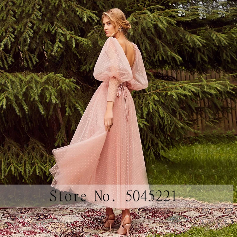 Lace-Up-Satin-Pink-Prom-Dress-Dot-Tulle-A-Line-Elegant-Party-Dress-Tunic-Corset-Puffy (1)