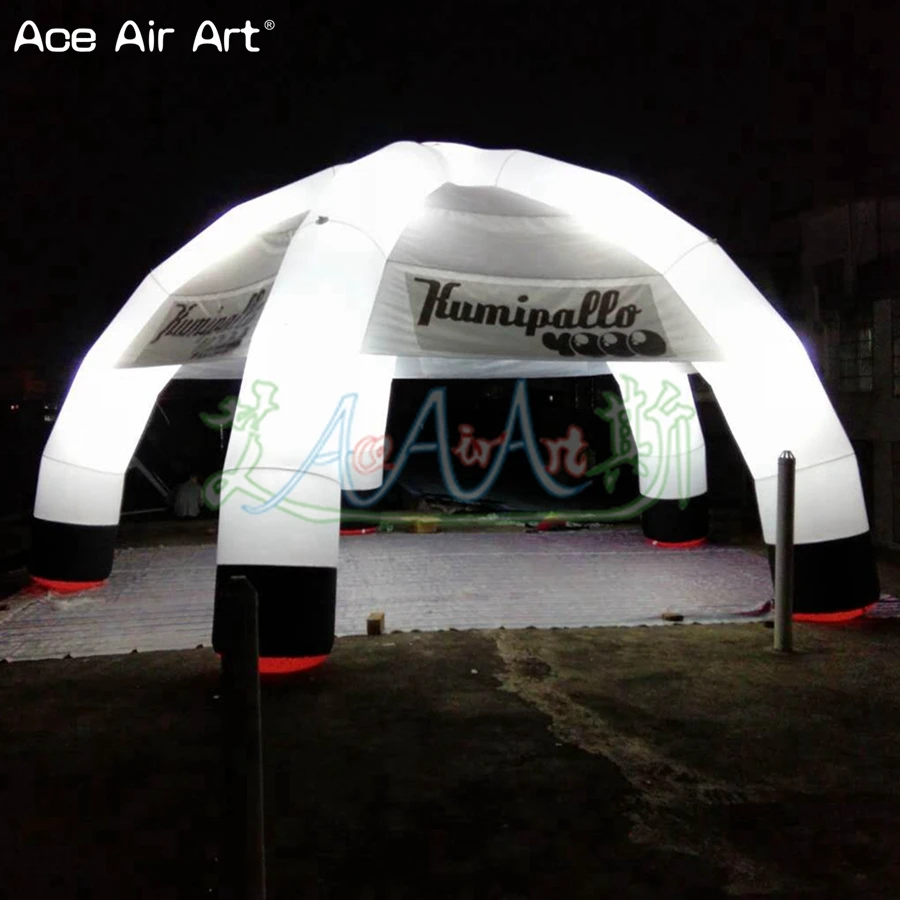 Custom 8 m diameter 5 legs lighting white inflatable spider tent with colorful led light gathering place event station dome | Игрушки и