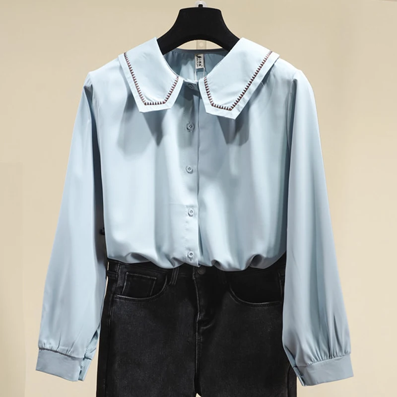 

shintimes Womens Tops And Blouses 2020 Spring Blouse Women Buttons Cardigan Shirts Long Sleeve Korean Version Chiffon Blouse