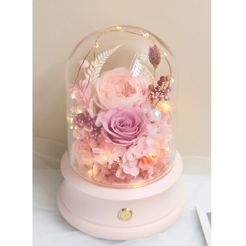 

Top-Creative Bluetooth Music Box Audio with Lamp Display Glass Cover DIY Crafts Home Bedroom Decoration Birthday Valentine's Day
