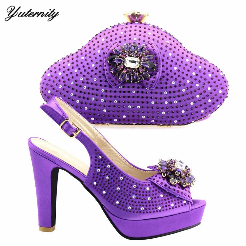 

2019 High Quality Luxury Woman Shoes And Bag Set Italian Style Butterfly Knot Decoration High Heels Shoes And Bag Set For Party