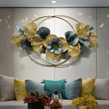 

New Chinese Ginkgo Leaf Wall Hanging Fashionable 3D Metal Wall Decoration Bedroom Living Room Iron Handicraft Pendant