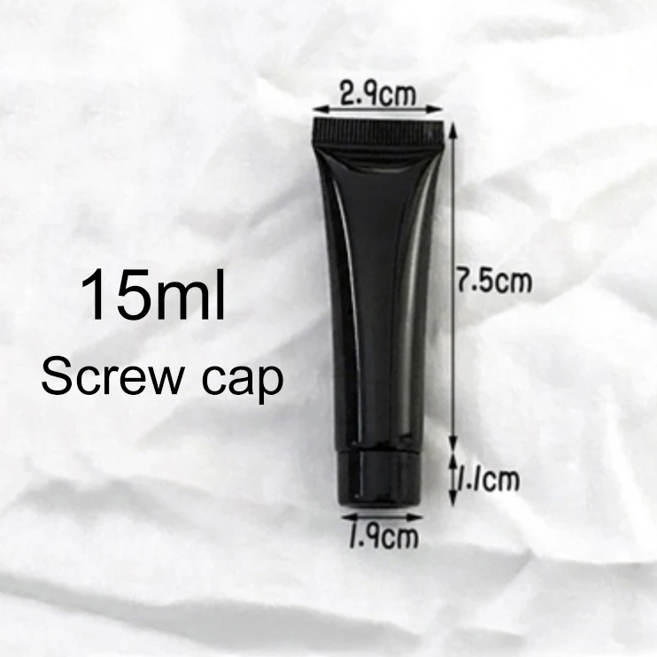 15ml 10 мл, 30 мл, 50 мл, 100 мл, 200 г, черная пластиковая мягкая бутылочка, упаковка для лосьона и крема, пустой косметический контейнер - Цвет: 15ml