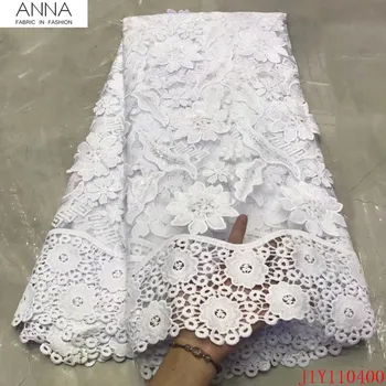 

Anna pure white nigerian net lace french sequins fabric 2020 high quality embroidery african tulle laces fabrics 5 yards/piece