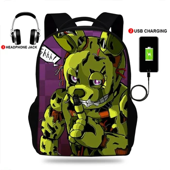 

USB Charging Backpack Women fnaf - springtrapping Print Book bag School Bags Teenagers Boys& Girls Shoulder Mochila