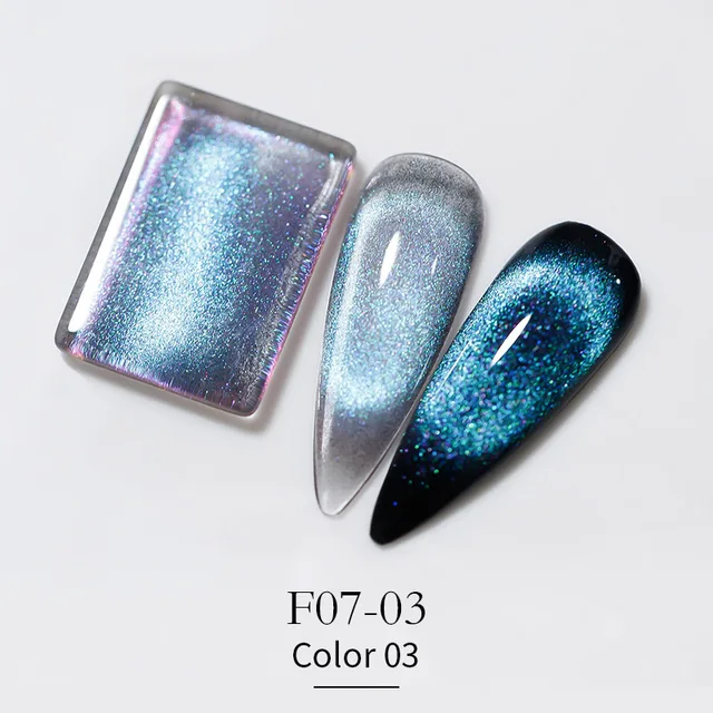 Vendeeni New Colourful Crystal Cat Eye Gel Nail Polish 9D Aurora Cat's Eye Gel Varnish Magnetic Hybrid UV Soak Off Gel Lacquer F07-03