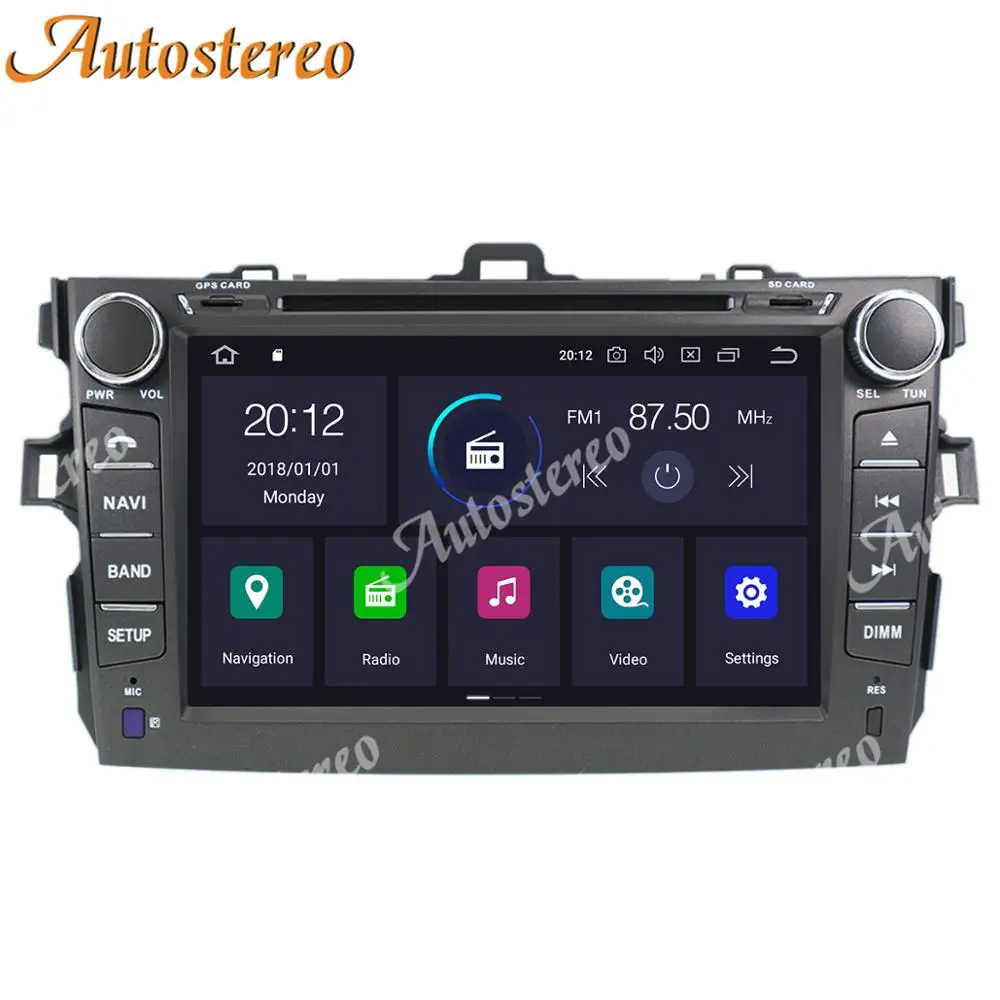 Android 10.0 Wireless Carplay For Toyota Corolla 2007-2013 Car Radio GPS Navigation Stereo Multimedia Player Recorder Head Unit