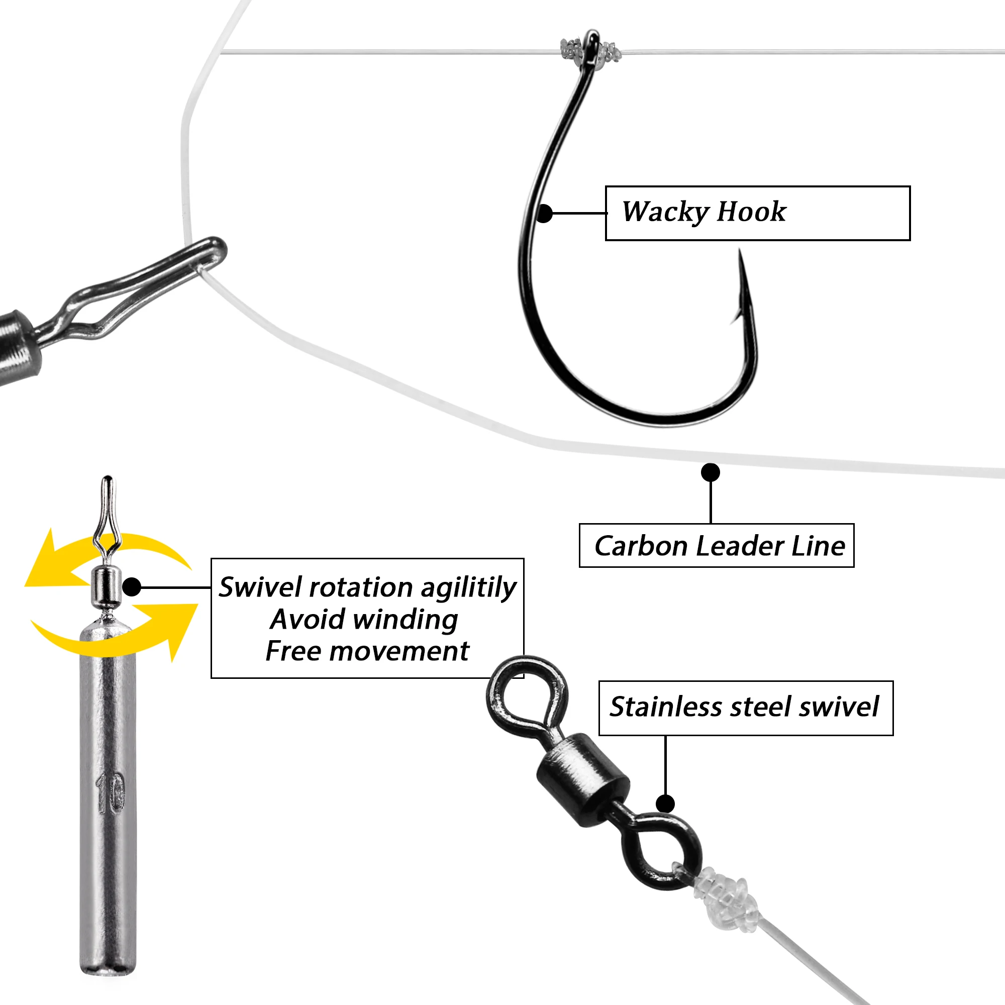 THKFISH Texas Rig Set #3 #1 #1/0 #2/0 Drop Shot Hook 5g 7g 10g 14g Lead Weight Sinker Carolina Rig Kit For Carp Fishing 5pcs