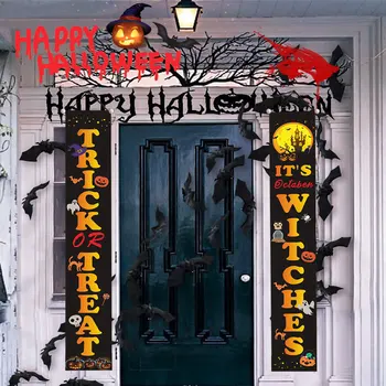 

1Pair Trick OR Treat Couplet Banner Halloween Indoor Outdoor Hanging Props Couplet Decoration