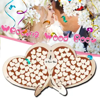

Handmade Sign-in Book Personalized Wedding Decoration Rustic Sweet Wedding 100pcs Small Wood Hearts DIY Signature Wedding Decor