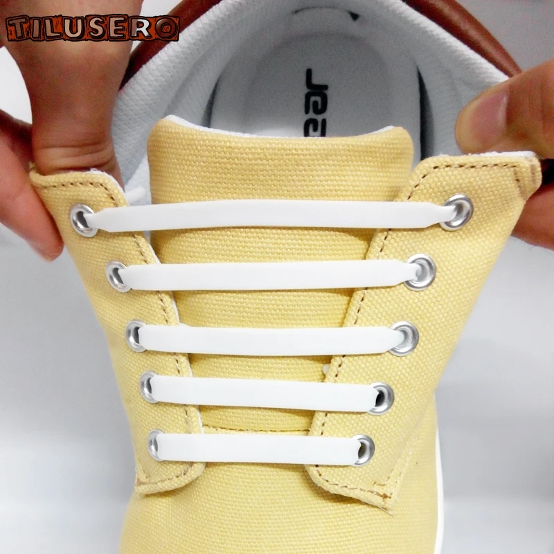 Shoe Laces Stretching Lock Elastic Silicone Sneaker Shoestring Fashion Polka Dot 