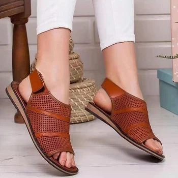 

Women Sandals summer retro Sandals Summer Ladies Open Toe Casual Shoes Wedges Flat Slide large size Beach Woman Shoe