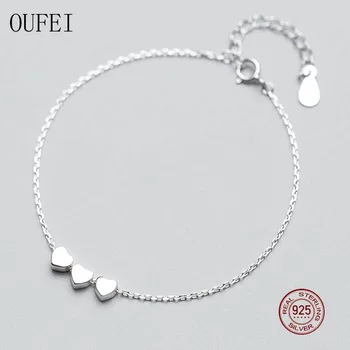

Heart Bracelet For Women Simple Simple Silver Bracelet Chain 925 Sterling Silver Fine Bracelet Accessories Jewelry Three Hearts