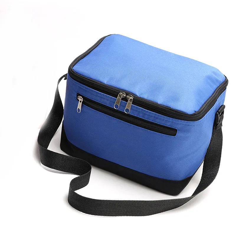 blue Travel Patchwork PVC Lunch box Women's Lovely Insulation Cooler Bags Kids Practical Small Portable Cooler Bags - Color: blue