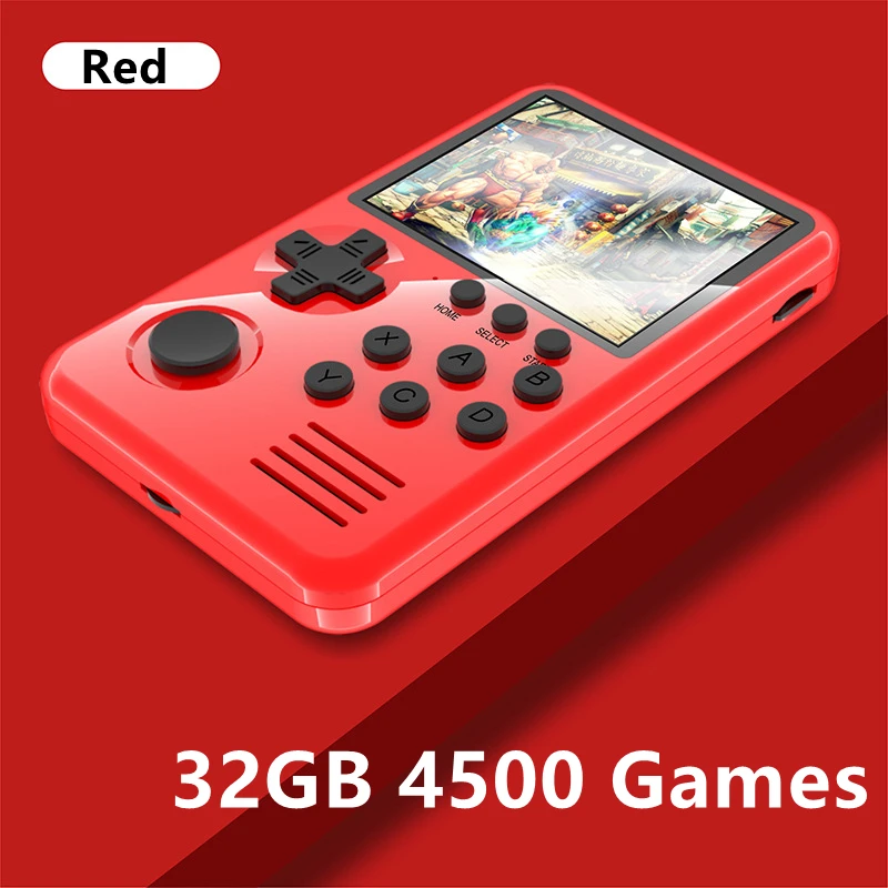 Best M3S M3 PLUS 3.2inch mini portable game console 4GB/32GB 1500+ free retro games 8/16/32/128 bit game kids gift 