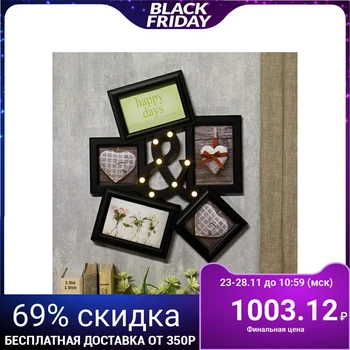 

Photo frame plastic for 5 photos 10x10, 10x15 cm light 8 diodes "I" black 45x35.5 cm 4146845