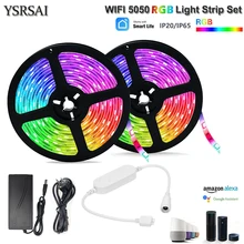 TUYA Smart life APP Wifi контроллер DC12V 5050 RGB светодиодный светильник с гибкой полосой работает с Amazon Alexa Google Home IFFFT+ power