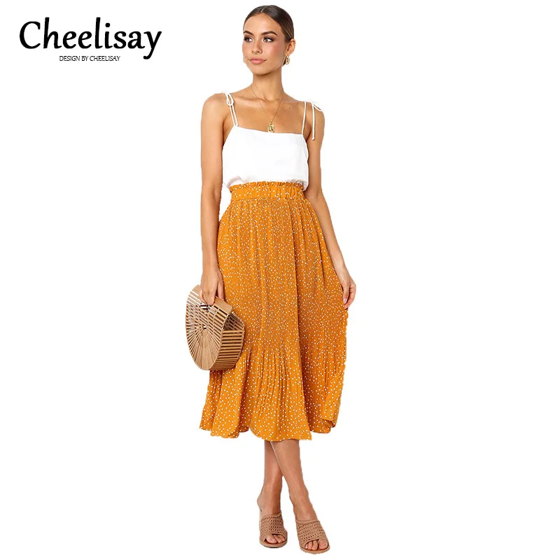 

New 2019 Spring And Summer Skirt Women Explosion Models Fashion Wild Wave Point Pocket Skirt Elegant Comfortable Suitable Skirt