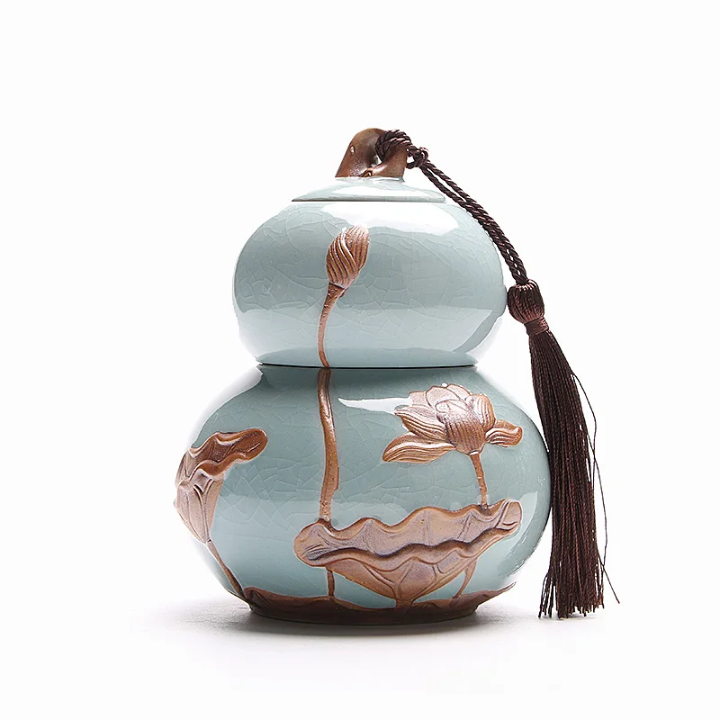 Blue(Small size) TANGPIN керамические чайные добавки тыква фарфоровые банки для хранения чайной заварки Китайский кунг-фу чай аксессуары для хранения чая или еды - Цвет: Blue(Small size)