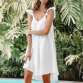 

2020 Women's Night Wear Sleepwear Nightgowns Loose Nightgowns Summer O neck Straps Casual Cotton Mujer Femme Solid Underwear 5XL