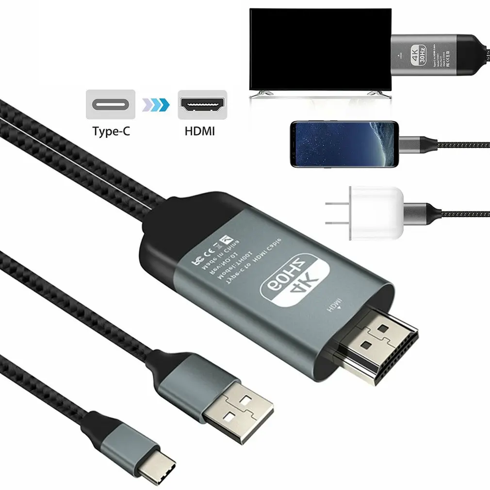Для samsung Galaxy Note 8 9 S10+ Plus type-C USB-C к HDMI HDTV 4K Кабель-адаптер type C к HDMI кабель