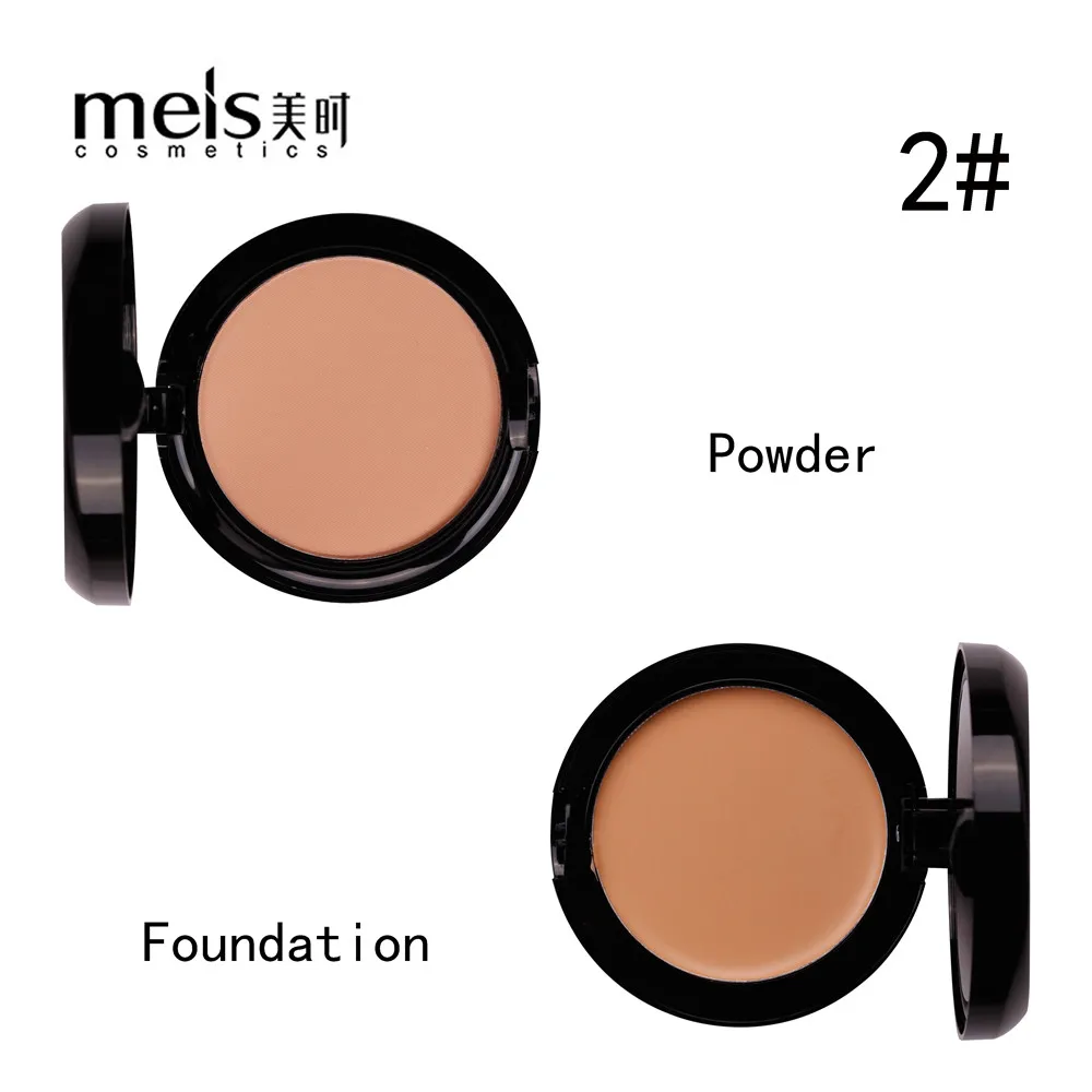 MEIS Natural Face Powder Foundations Mineral Oil-control Brighten Concealer Whitening Make Up Pressed Powder With Puff P024 - Цвет: 2