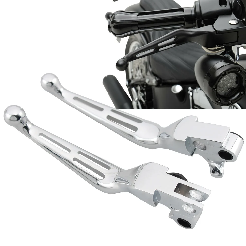 

Motorcycle Chrome Brake Lever Slotted Brake Clutch Levers for Harley Dyna Solftail Glides FXDL FXD FLHT 96-17