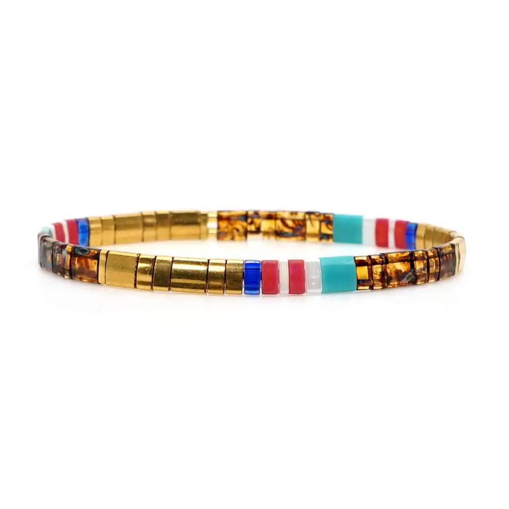 Браслеты с бусинами Shinus Tila MIYUKI, браслет Pulseira Mujer Moda, женские летние ювелирные изделия в богемном стиле, ручная работа, красочные, Bileklik - Окраска металла: MI-B190148A